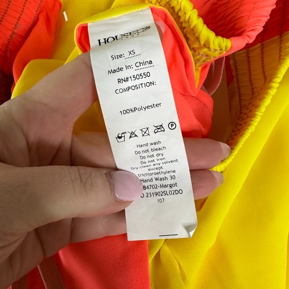 HOUSE OF CB Margot Yellow Color Block Wide Leg Trousers XS NEW - Picture 5 of 5